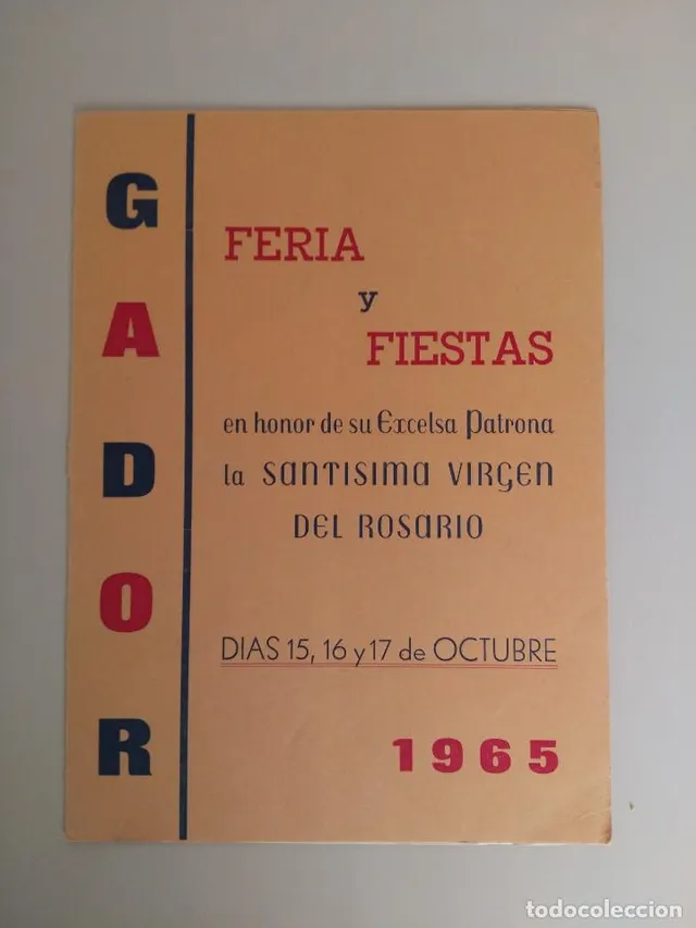 1965 PROGRAMA FERIA Y FIESTAS HONOR SANTISIMA VIRGEN DEL ROS