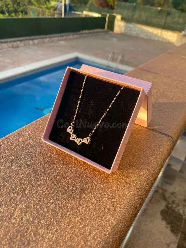 Pendiente Trébol Amor con Corazones – Oro 18k / Plata 925 –  - foto 2