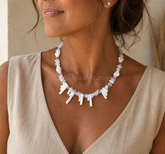 Collar nácar, opalina y cristal