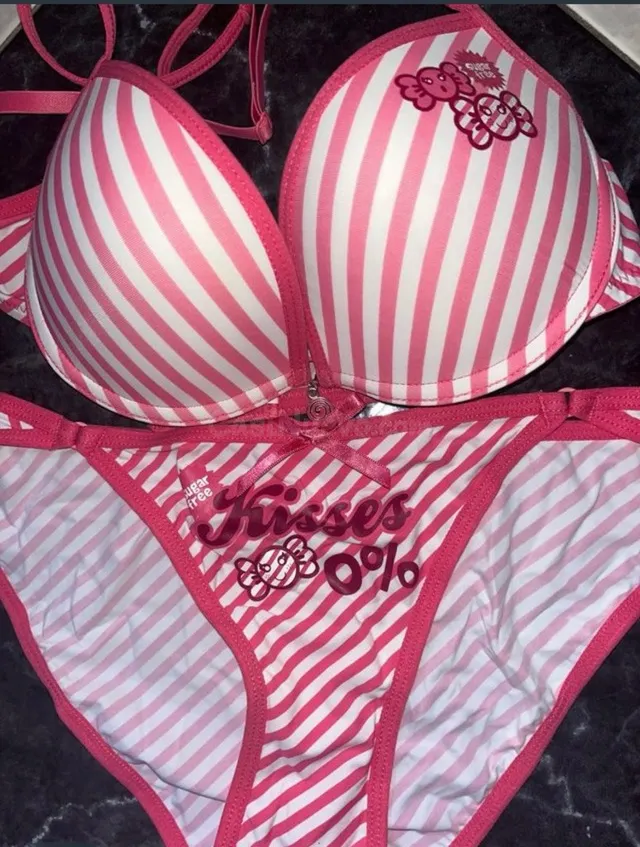 Conjunto Lencería Gisela Rayas Rosas y Blancas Talla S - foto 2