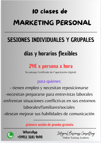 Clases de Marketing Personal - Coaching para personas que de